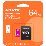 ADATA Tarjeta de Memoria 64GB Premier microSDHC / SDXC UHS-I Class 10 con Adaptador
