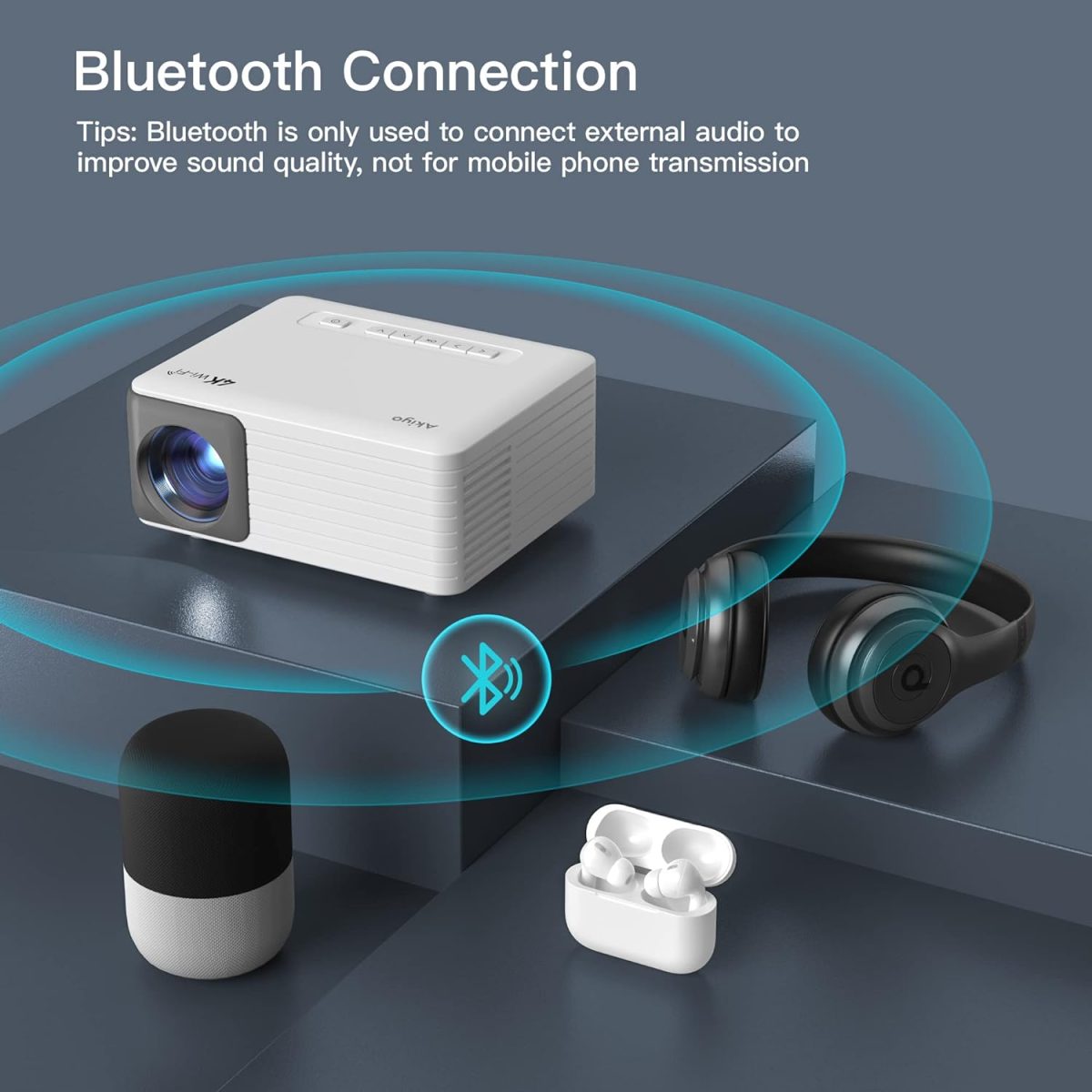 Mini proyector con WiFi y Bluetooth, 1080P - Imagen 3