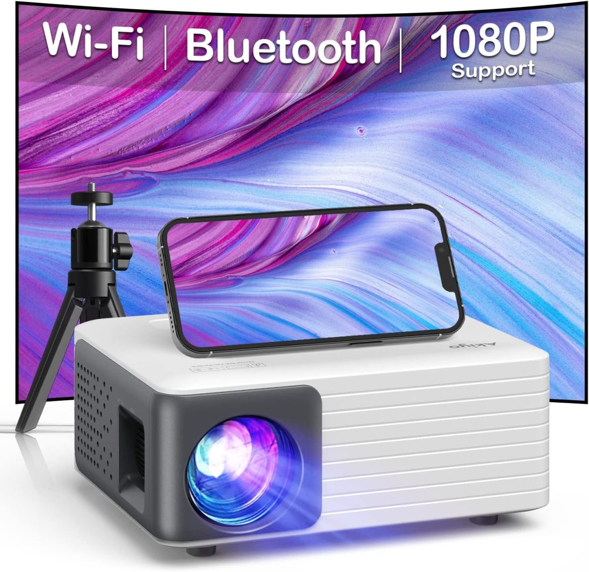Mini proyector con WiFi y Bluetooth, 1080P - Imagen 1