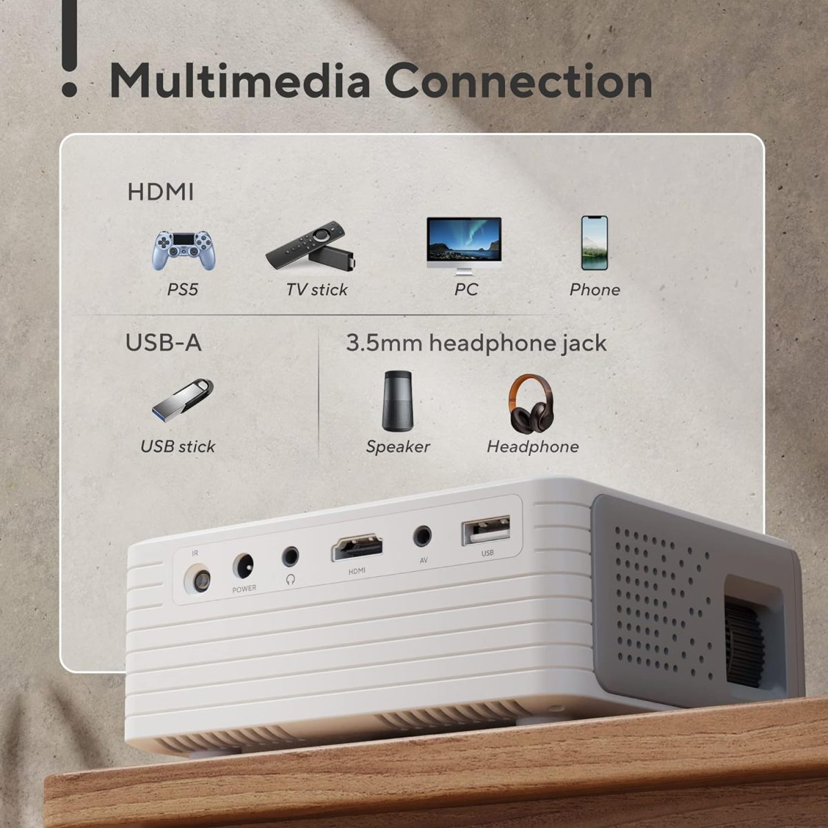 Mini proyector con WiFi y Bluetooth, 1080P - Imagen 6