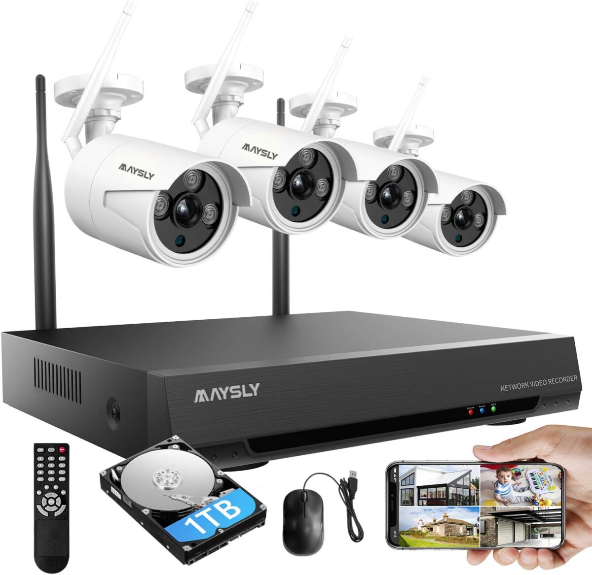 Sistema de cámara de seguridad, 1080P, con detección de movimiento, visión nocturna, impermeable