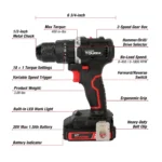 Hyper Tough Taladro de Martillo Inalámbrico 20V Max sin Escobillas - Imagen 2