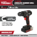Hyper Tough Taladro de Martillo Inalámbrico 20V Max sin Escobillas - Imagen 3