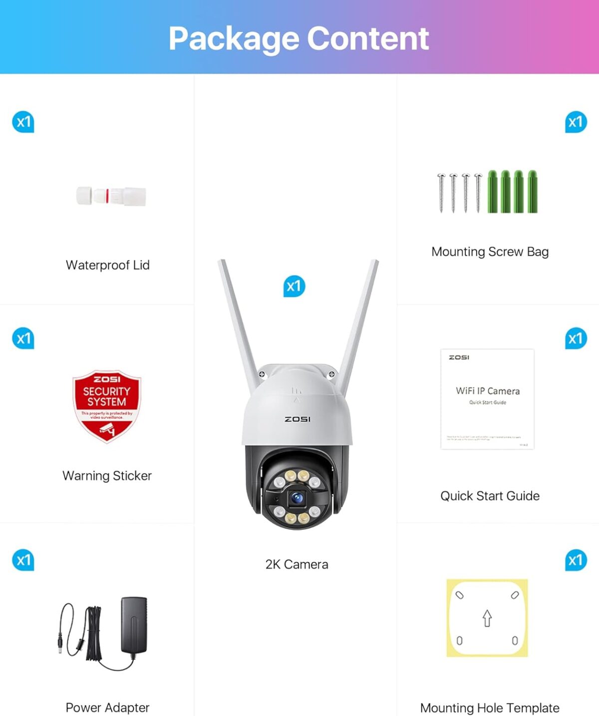 ZOSI C289 Cámara de Seguridad 2K WiFi PTZ para Exteriores - Imagen 3