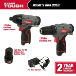 Kit de Taladro y Destornillador de Impacto Inalámbricos Hyper Tough 12V Max (Modelo 98936) - Imagen 3