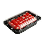 Bandeja de plástico desechable para alimentos, blíster de PP para carnes (Con tapa) 20*13*4 cm