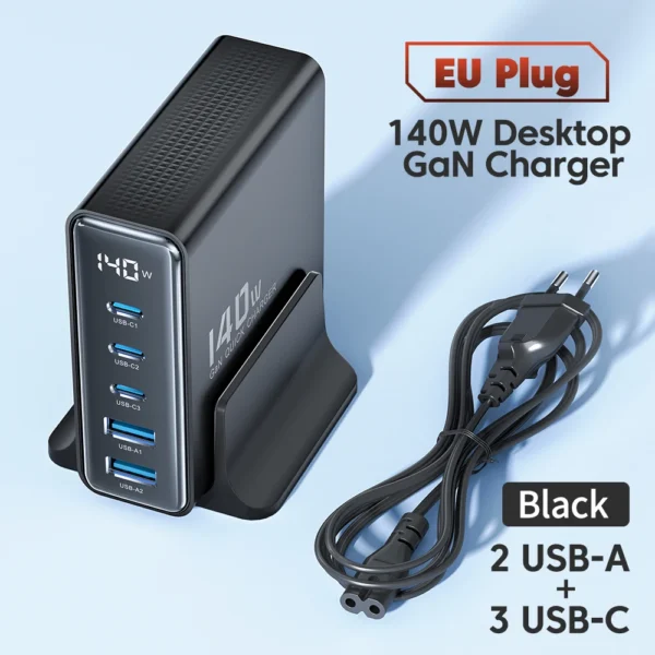 Toocki - Cargador GaN 140W 5 Puertos (3C+2A)