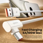 Toocki - Cable USB-A a Tipo-C 100W PD 6A en L - Imagen 4
