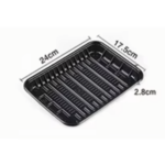 24.5*17.5*3cm Bandeja de plástico desechable de grado alimenticio para supermercado, para carne, alimentos frescos y verduras.