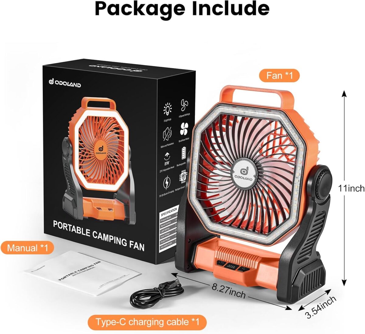 20000mAh Ventilador recargable con linterna LED - Imagen 2