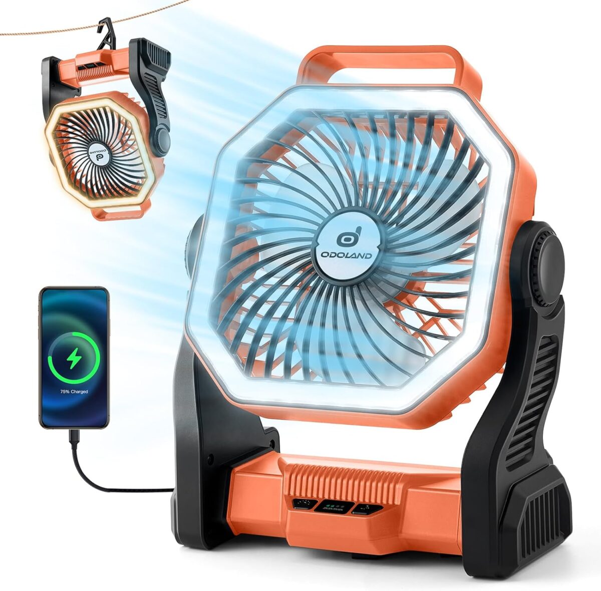 20000mAh Ventilador recargable con linterna LED - Imagen 1
