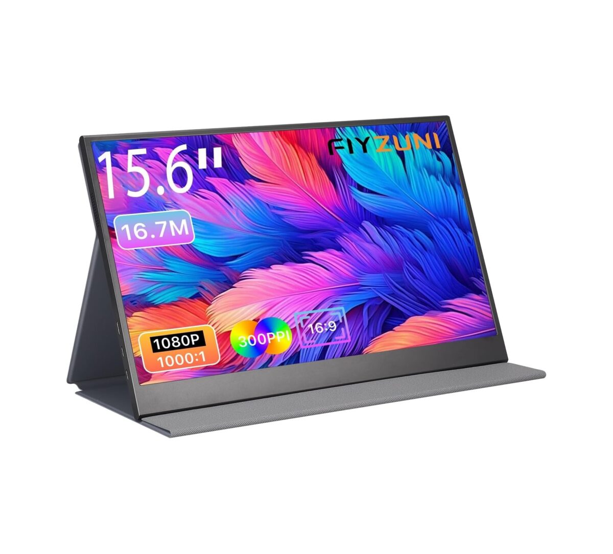 Monitor Portátil FLYZUNI 15.6" FHD IPS HDMI/USB-C HDR Ultra Delgado con Carcasa Metálica