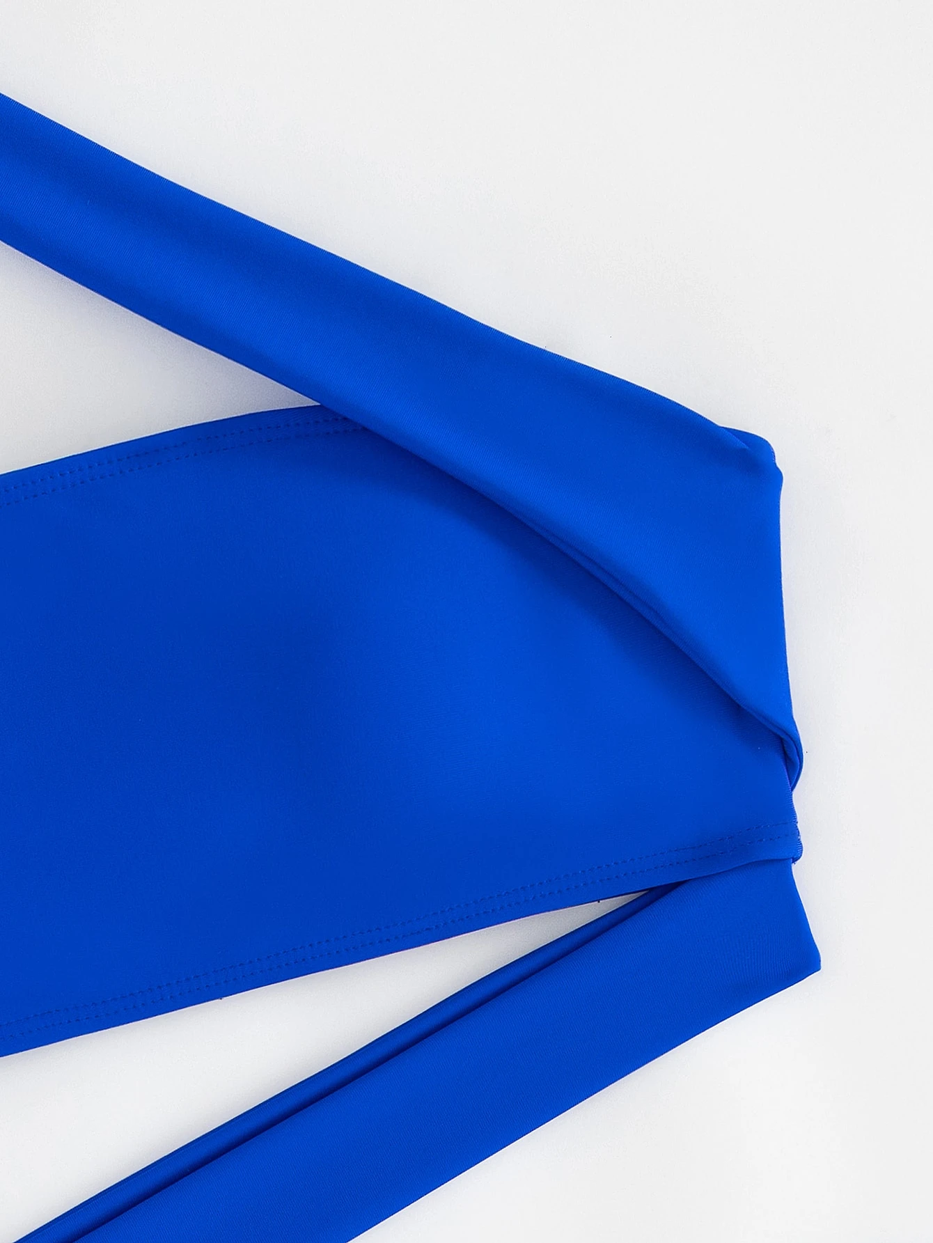 Bañador de una sola pieza para mujer, monokini sexy en color liso con un tirante al hombro, para el verano - Imagen 4