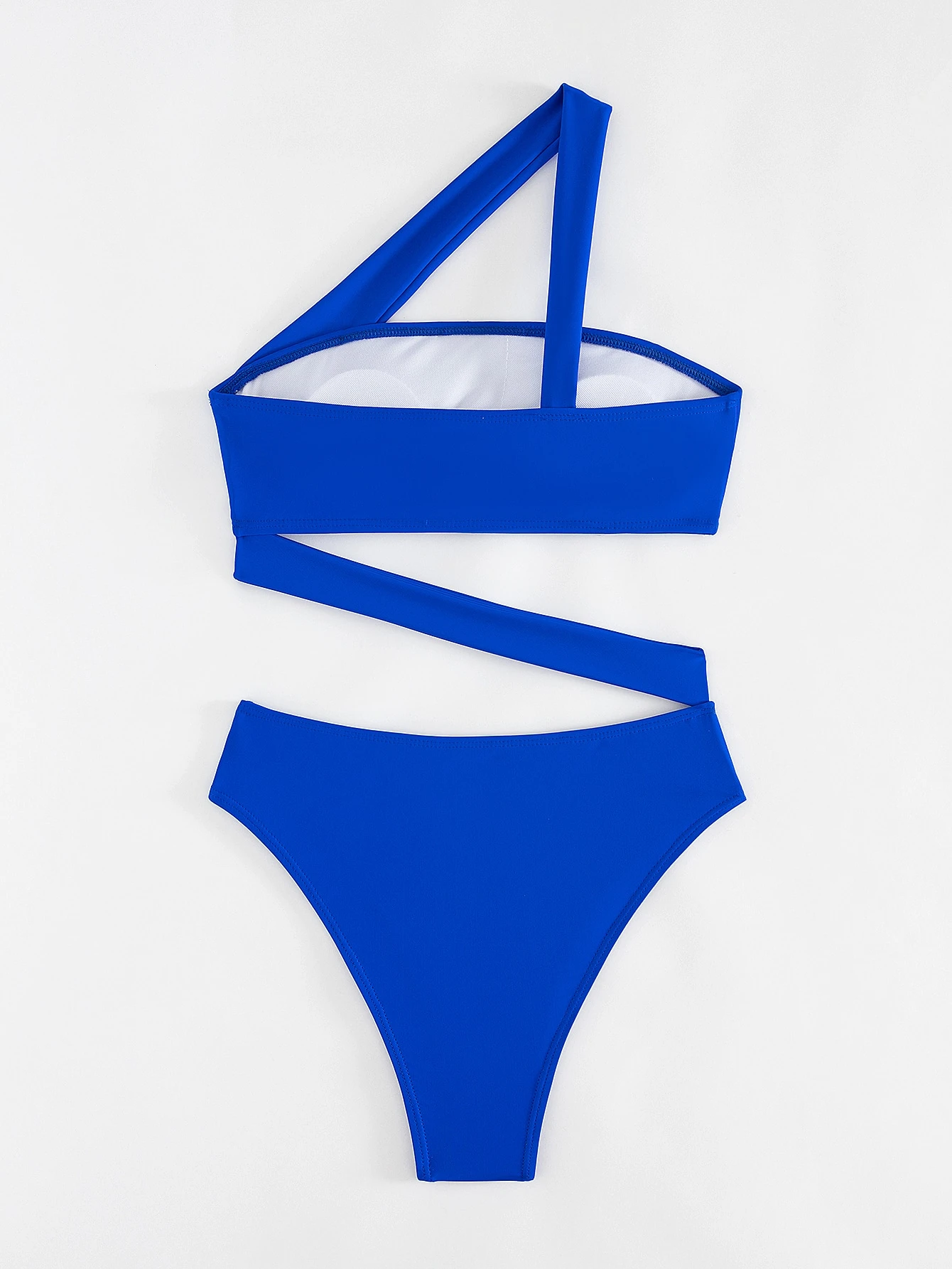 Bañador de una sola pieza para mujer, monokini sexy en color liso con un tirante al hombro, para el verano - Imagen 2