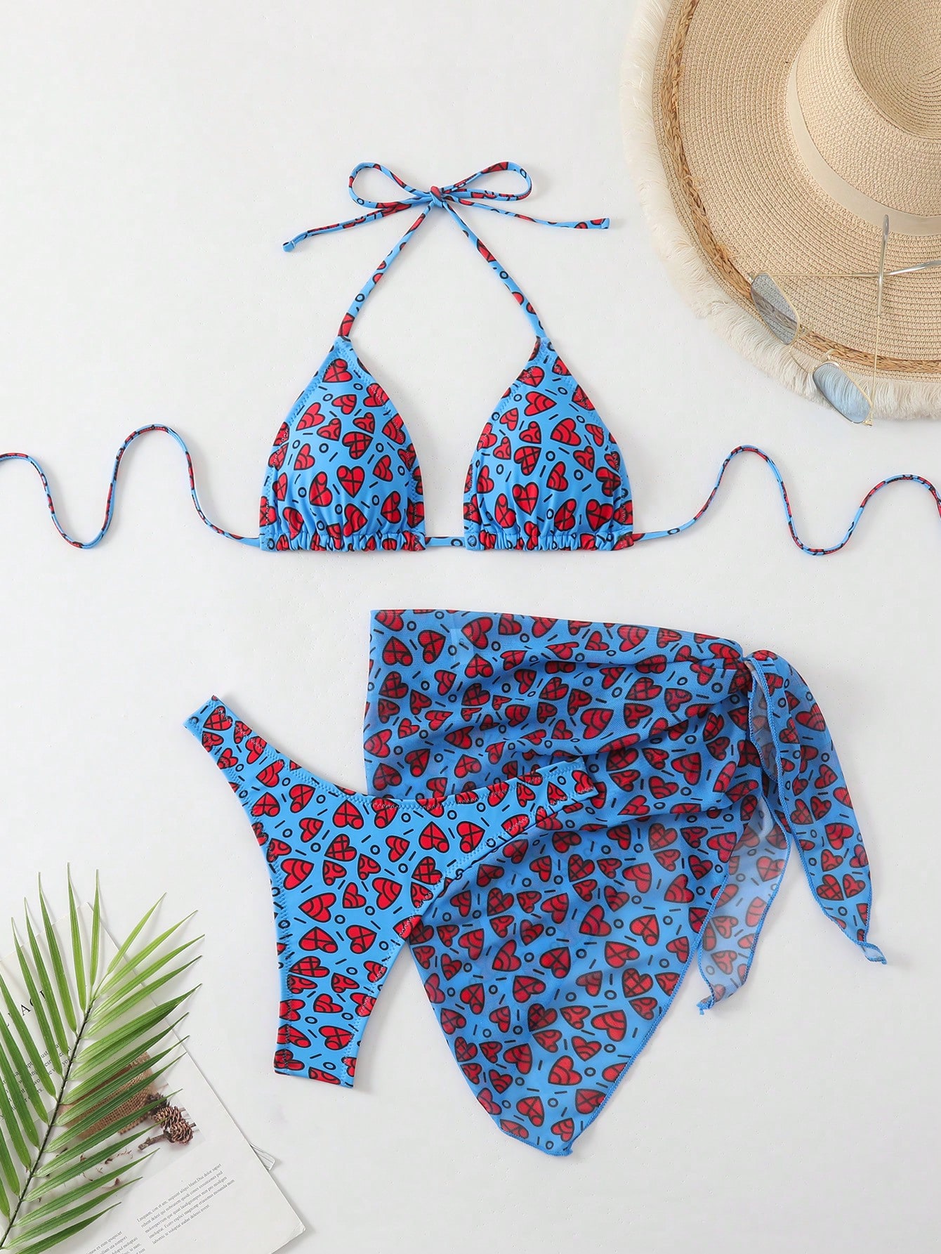 Conjunto de bikini de 3 piezas con falda de malla sexy, verano - Imagen 1