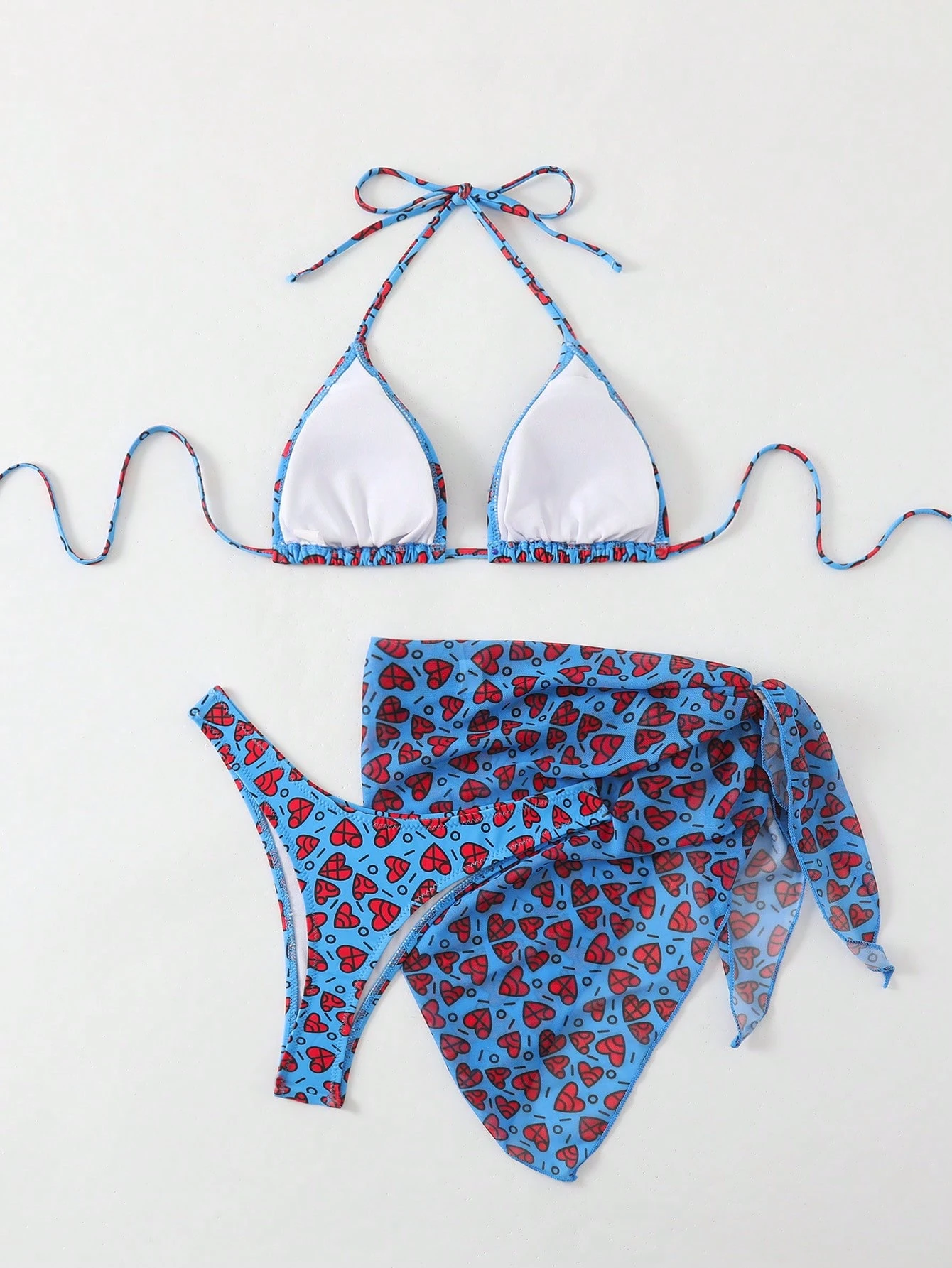 Conjunto de bikini de 3 piezas con falda de malla sexy, verano - Imagen 2
