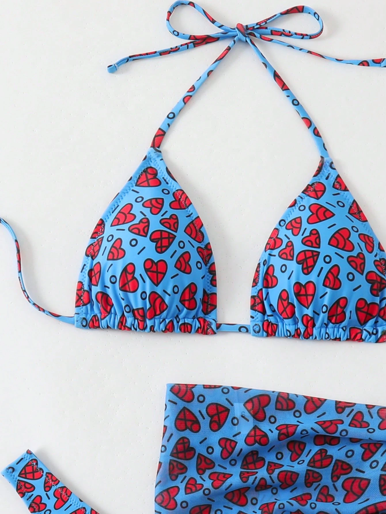 Conjunto de bikini de 3 piezas con falda de malla sexy, verano - Imagen 3