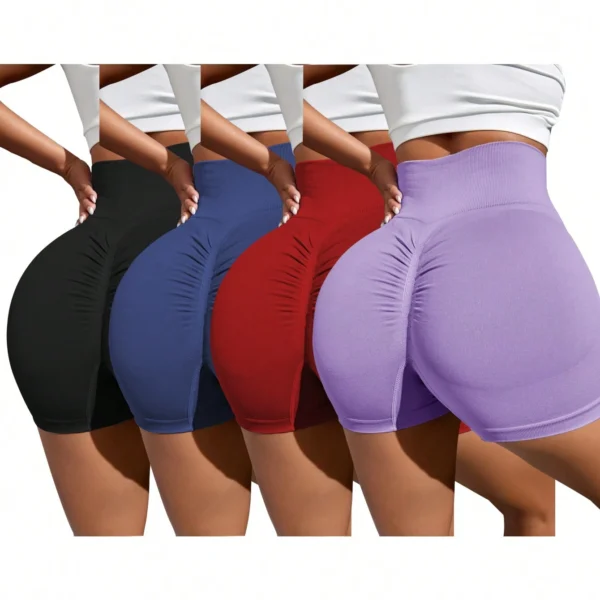 4 piezas Shorts deportivos sin costuras de alta elasticidad
