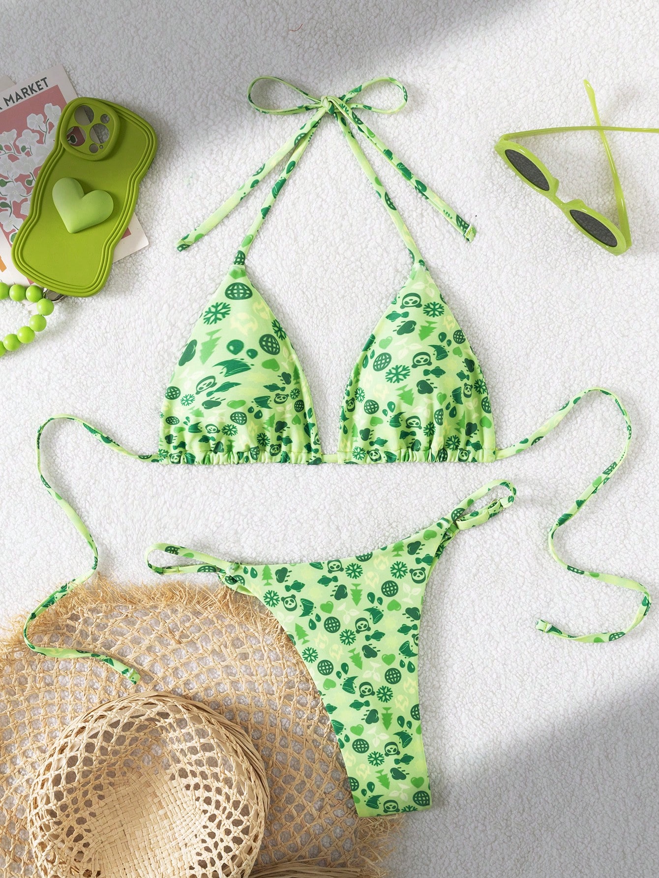 Nuevo conjunto de bikini de mujer con parte superior de cuello halter y Bottom de corte alto en forma de triángulo - Imagen 1