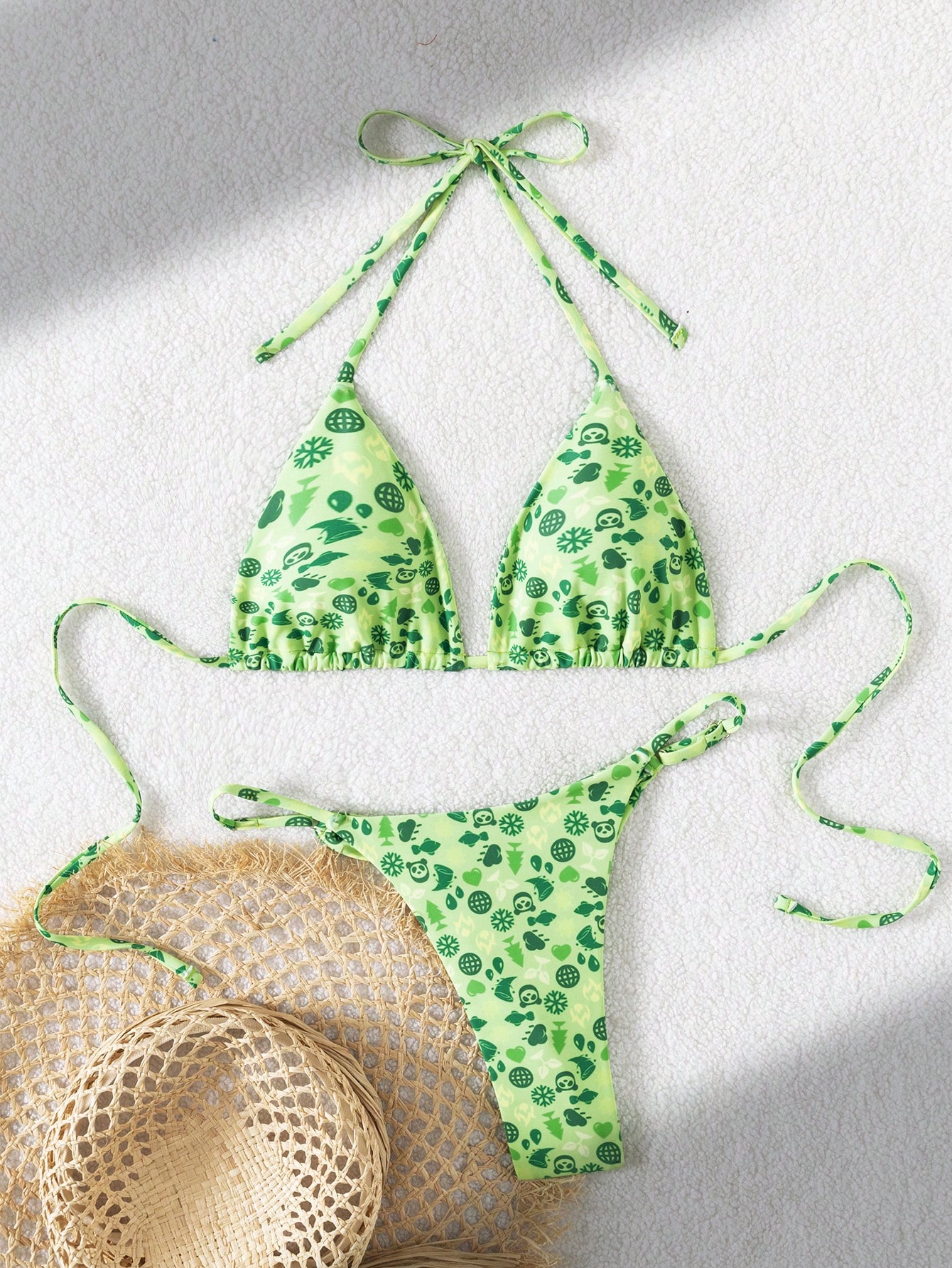 Nuevo conjunto de bikini de mujer con parte superior de cuello halter y Bottom de corte alto en forma de triángulo - Imagen 5