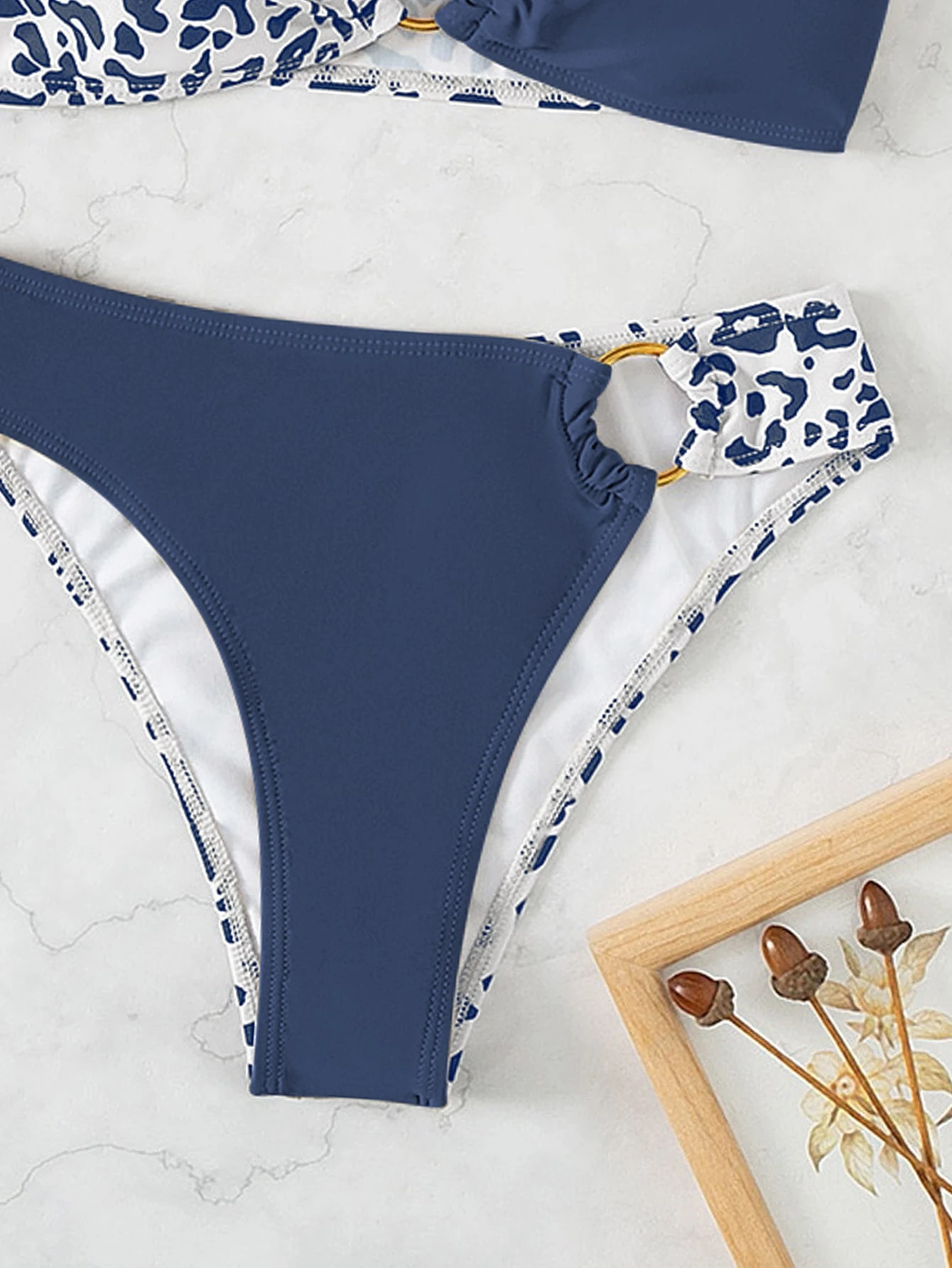 Swim 2 piezas Conjunto de bikini sexy con eslabón circular de estampado de leopardo de verano 2025 para mujer (estampado surtido) - Imagen 4