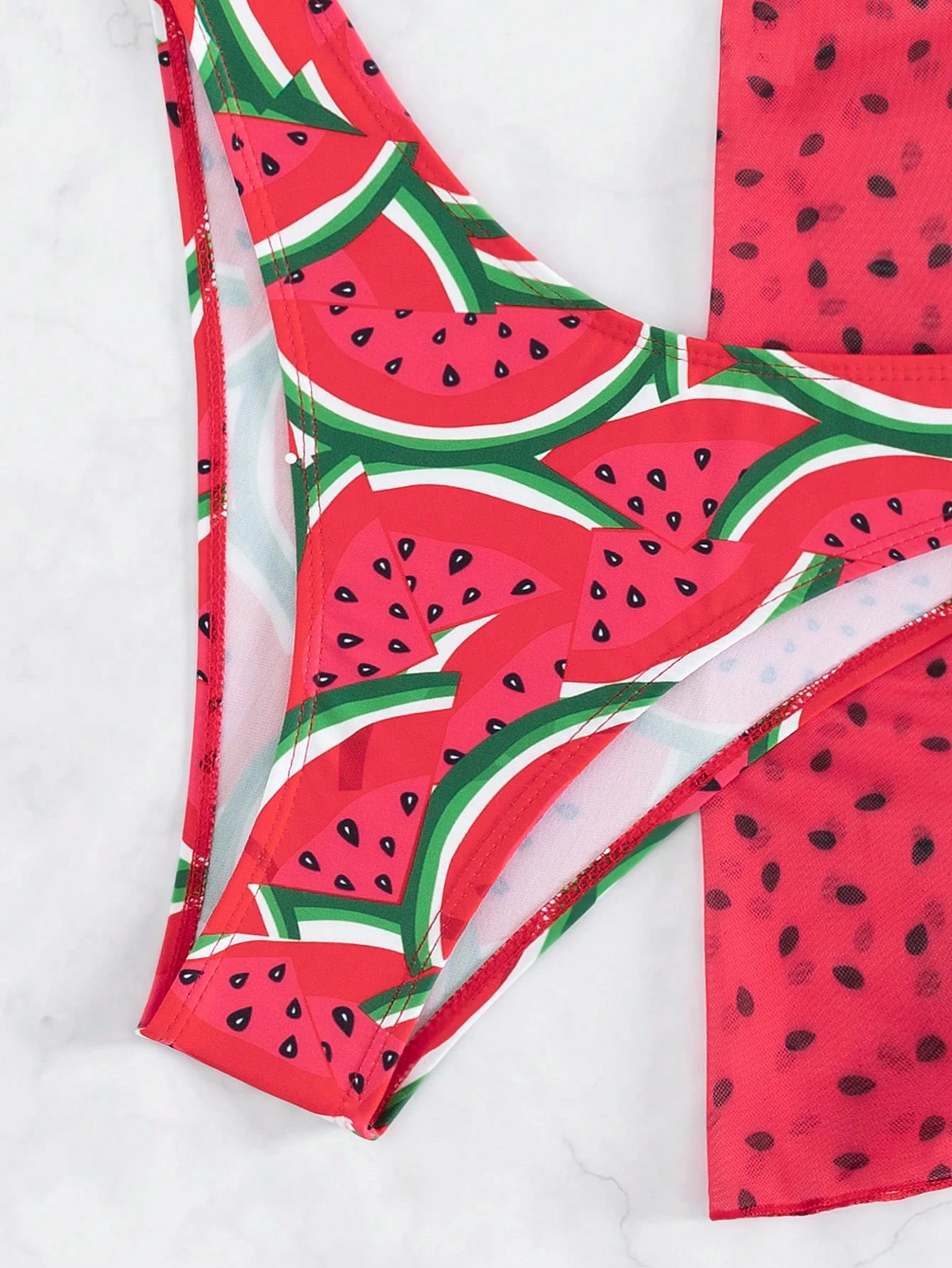 Swim Conjunto de bikini de triángulo con halter con estampado de sandía para playa de verano co - Imagen 8