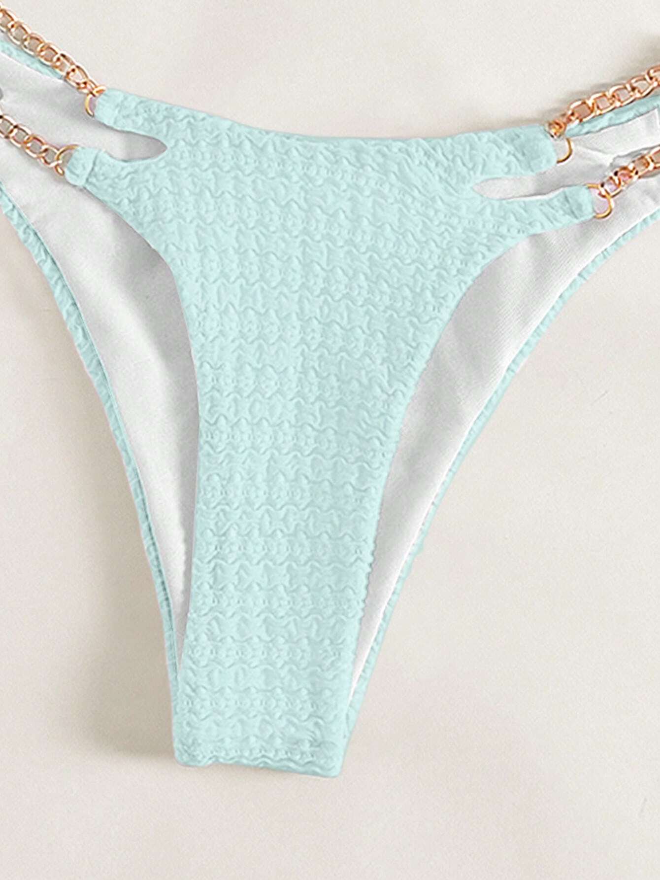 Swim Conjunto de bikini de triángulo con tirantes y cadena para playa de verano - Imagen 4