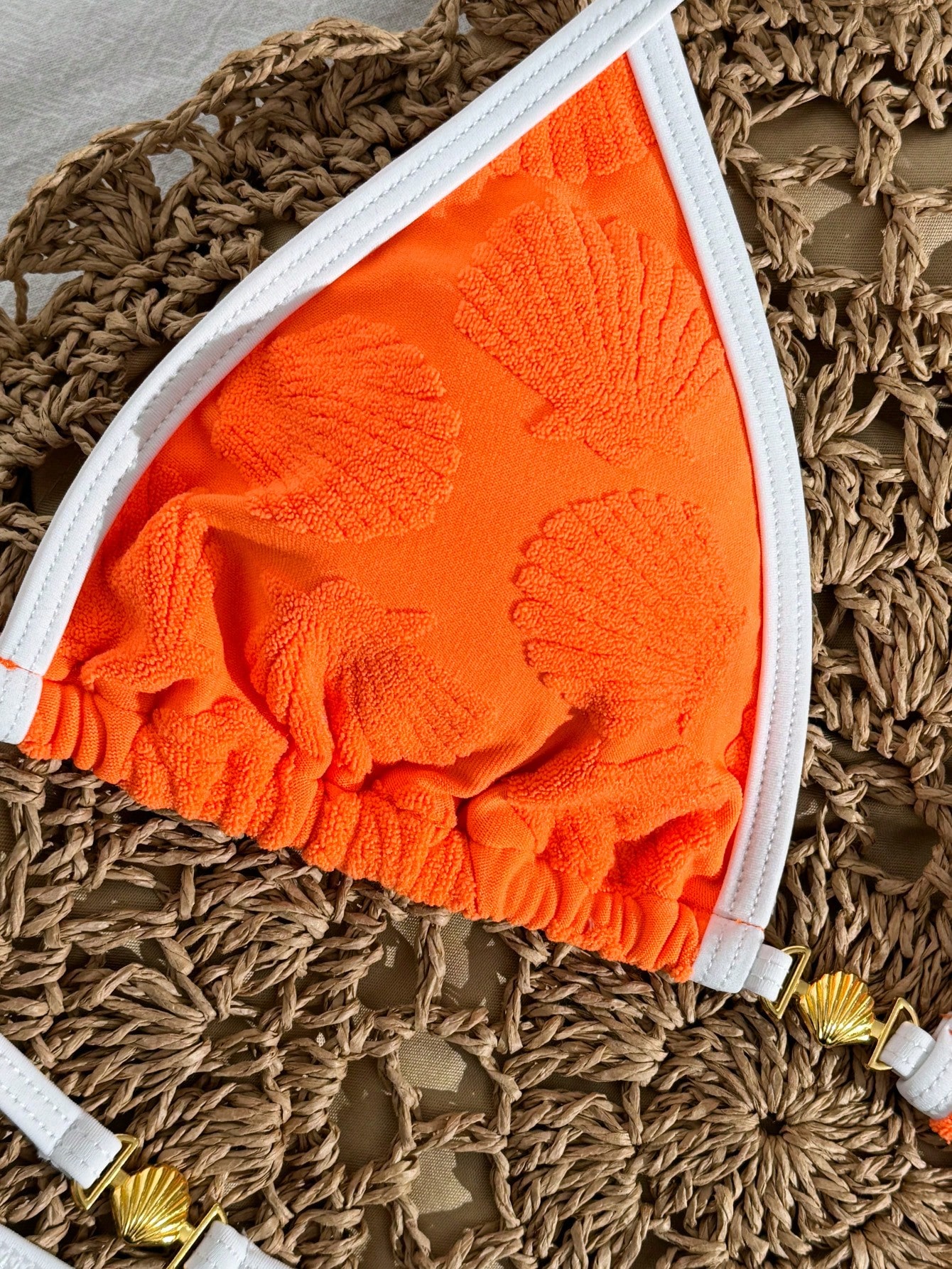 Traje de baño de 3 piezas sexy para mujer con detalles de conchas, tirantes ajustables, Bottom tipo tanga, atuendo para la playa - Imagen 4