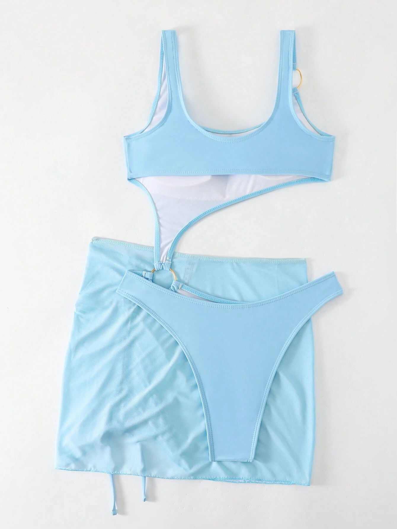 Swim Basics Bañador una pieza con abertura vinculado con aro con falda de playa - Imagen 2