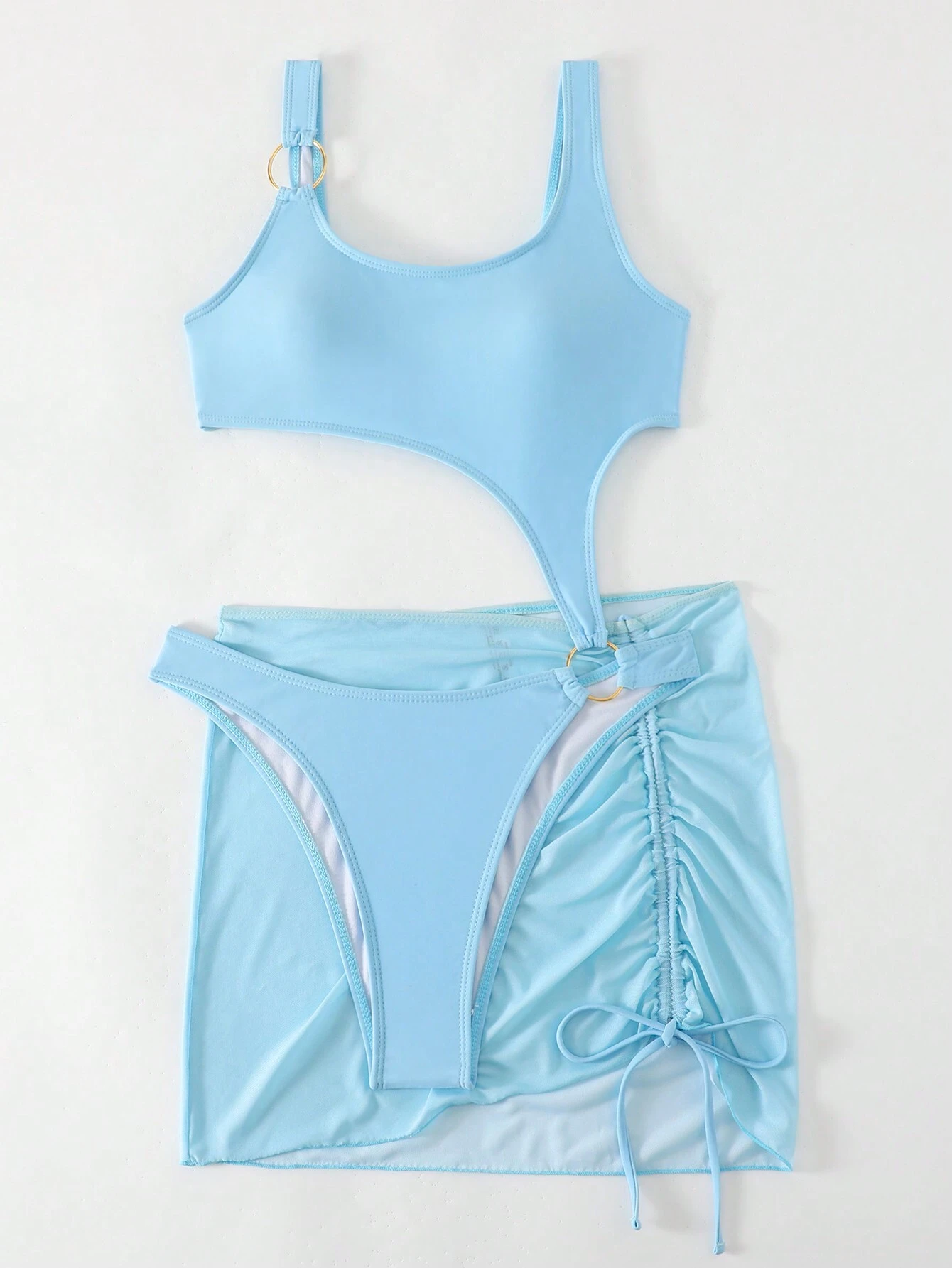 Swim Basics Bañador una pieza con abertura vinculado con aro con falda de playa - Imagen 5