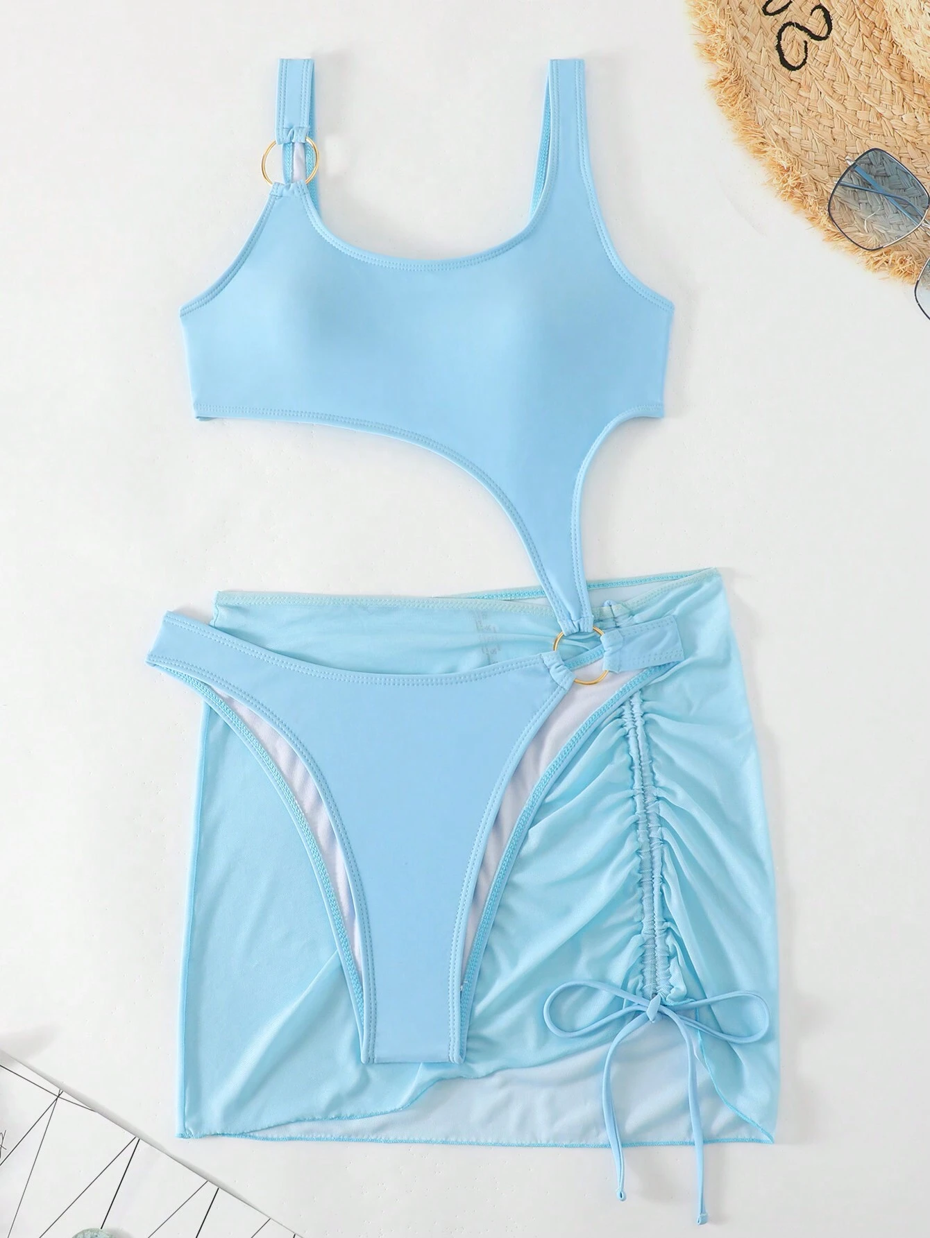 Swim Basics Bañador una pieza con abertura vinculado con aro con falda de playa - Imagen 4