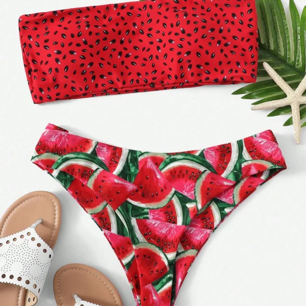 Swim Mod Bañador bikini bandeau con estampado de sandía