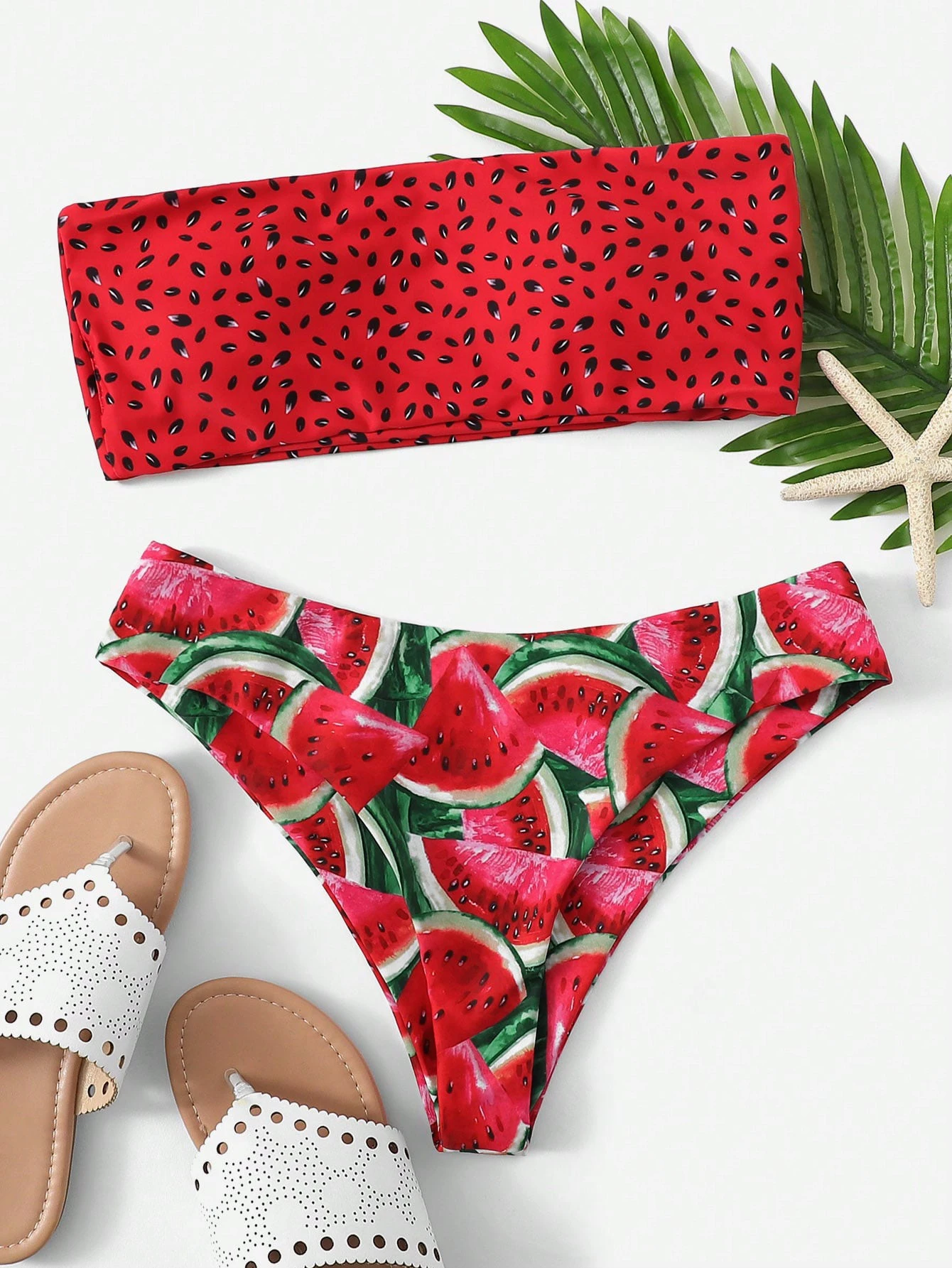 Swim Mod Bañador bikini bandeau con estampado de sandía - Imagen 1