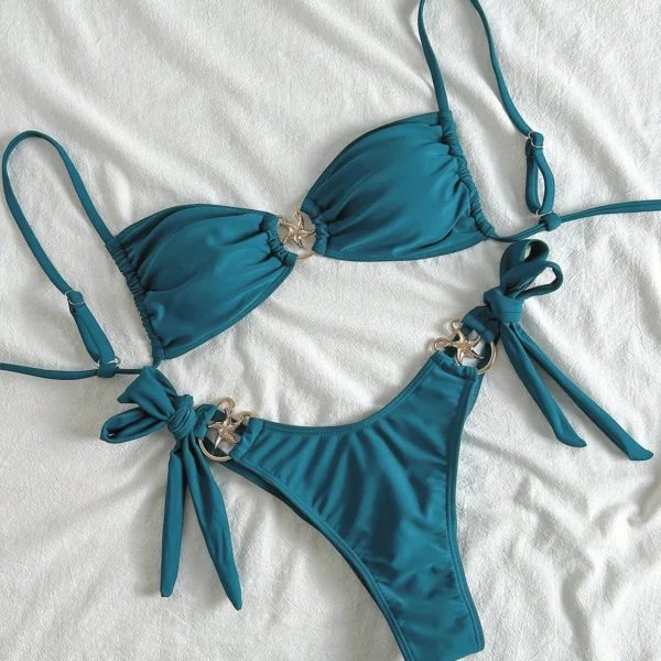 Swim Mod Conjunto de bikini para playa y vacaciones de verano de mujer con acento de estrella de