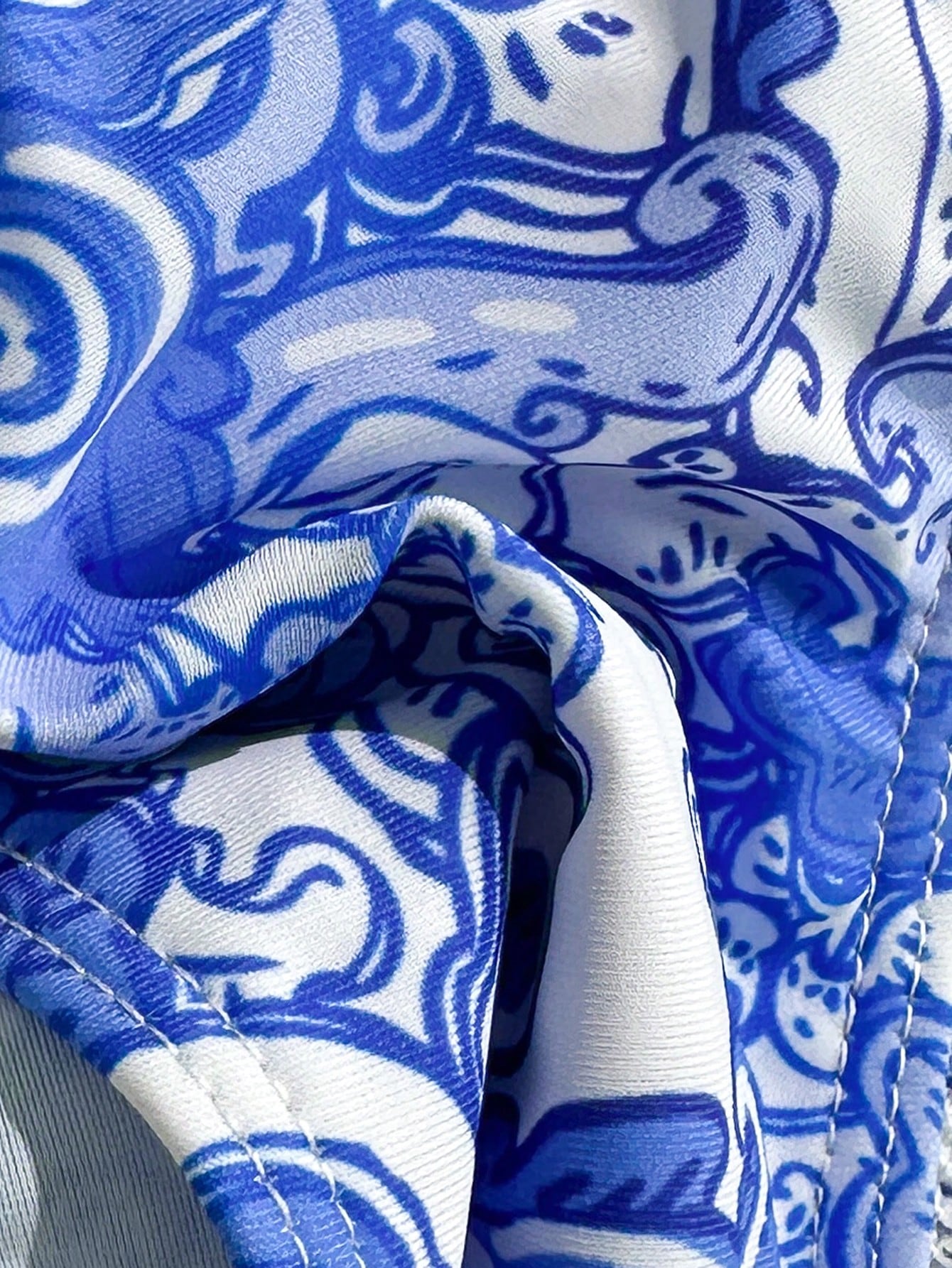 Swim SXY 2 piezas Bikini con sujetador bandeau estampado azul con efecto push up, con tirantes ajustables - Imagen 4