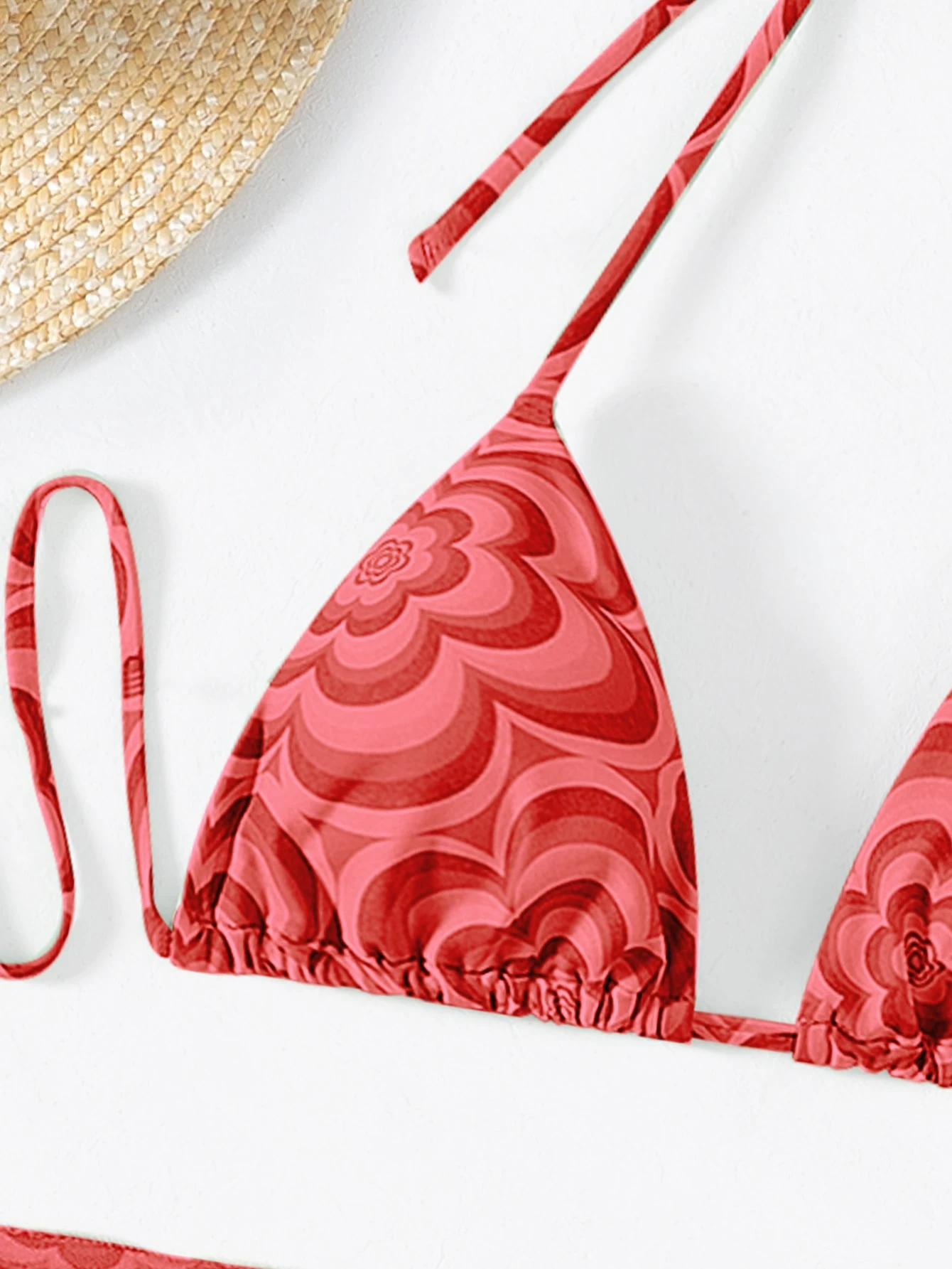 Swim SXY Conjunto de bikini floral Sujetador de triángulo con cordón y bottom hipster y falda de playa - Imagen 2