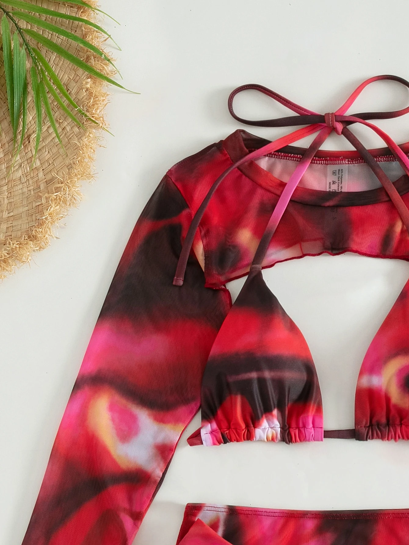 Swim SXY Conjunto de bikini triangular halter de verano con estampado completo y conjunto de cubierta - Imagen 5