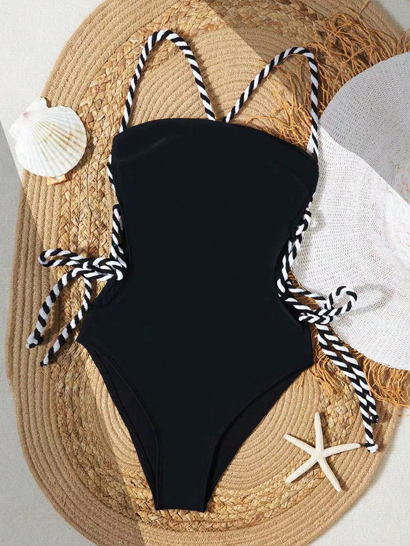 Swim SXY Traje de baño de una pieza sexy de mujer con diseño trasero descubierto y con cordones laterales, para el verano - Imagen 3