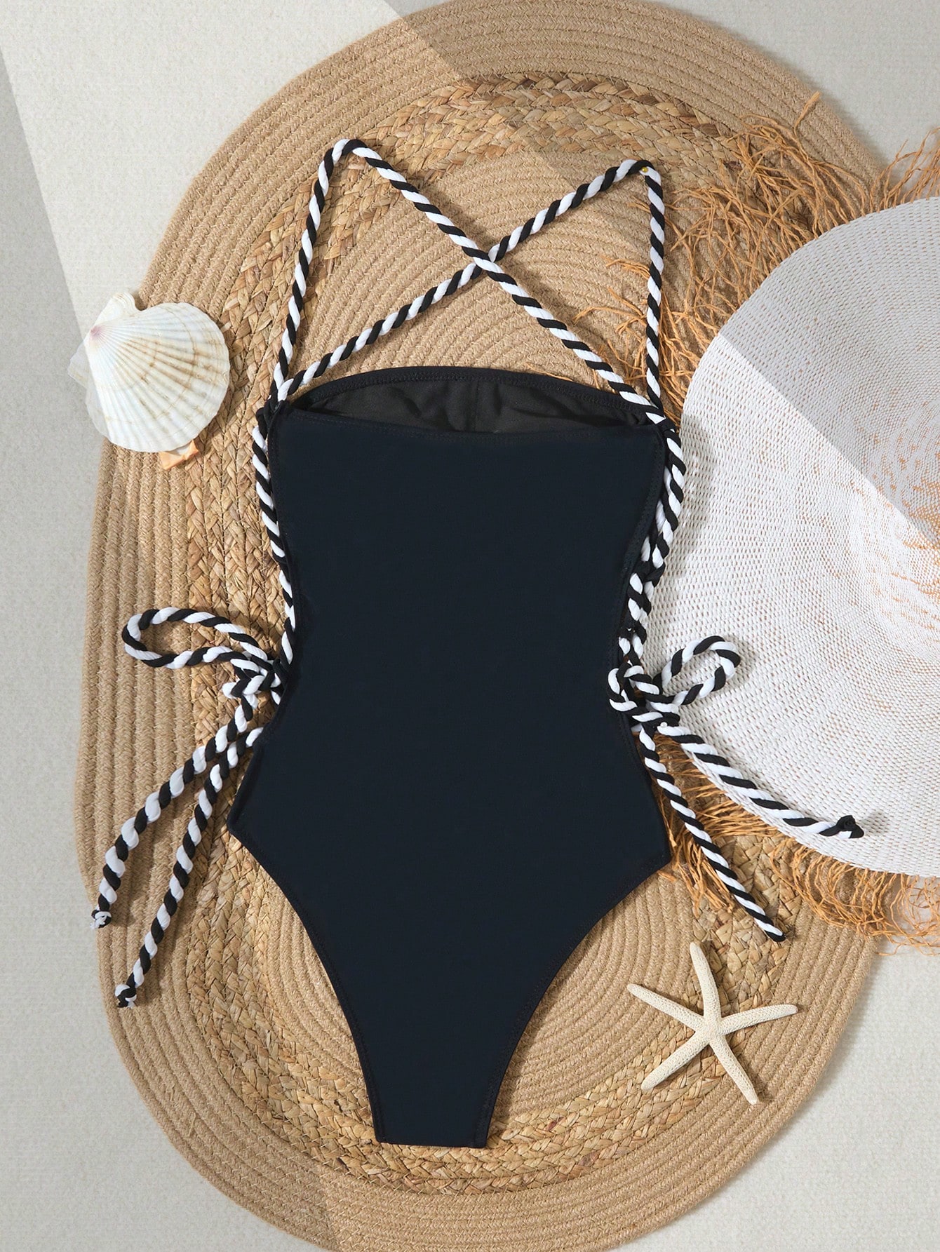 Swim SXY Traje de baño de una pieza sexy de mujer con diseño trasero descubierto y con cordones laterales, para el verano - Imagen 2