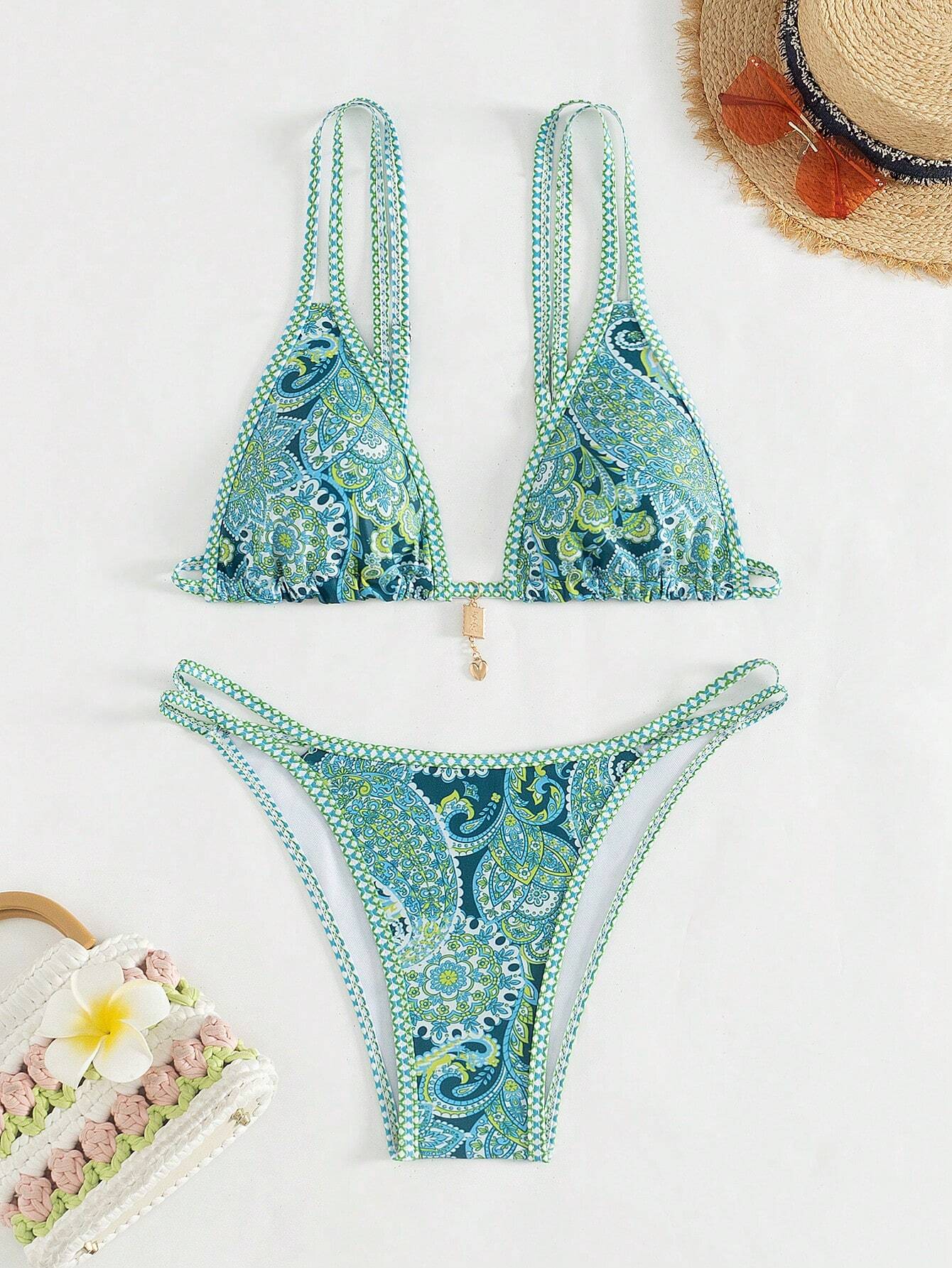 Swim Vcay Conjunto de bikini sexy de verano para playa con estampado floral para mujeres - Imagen 4