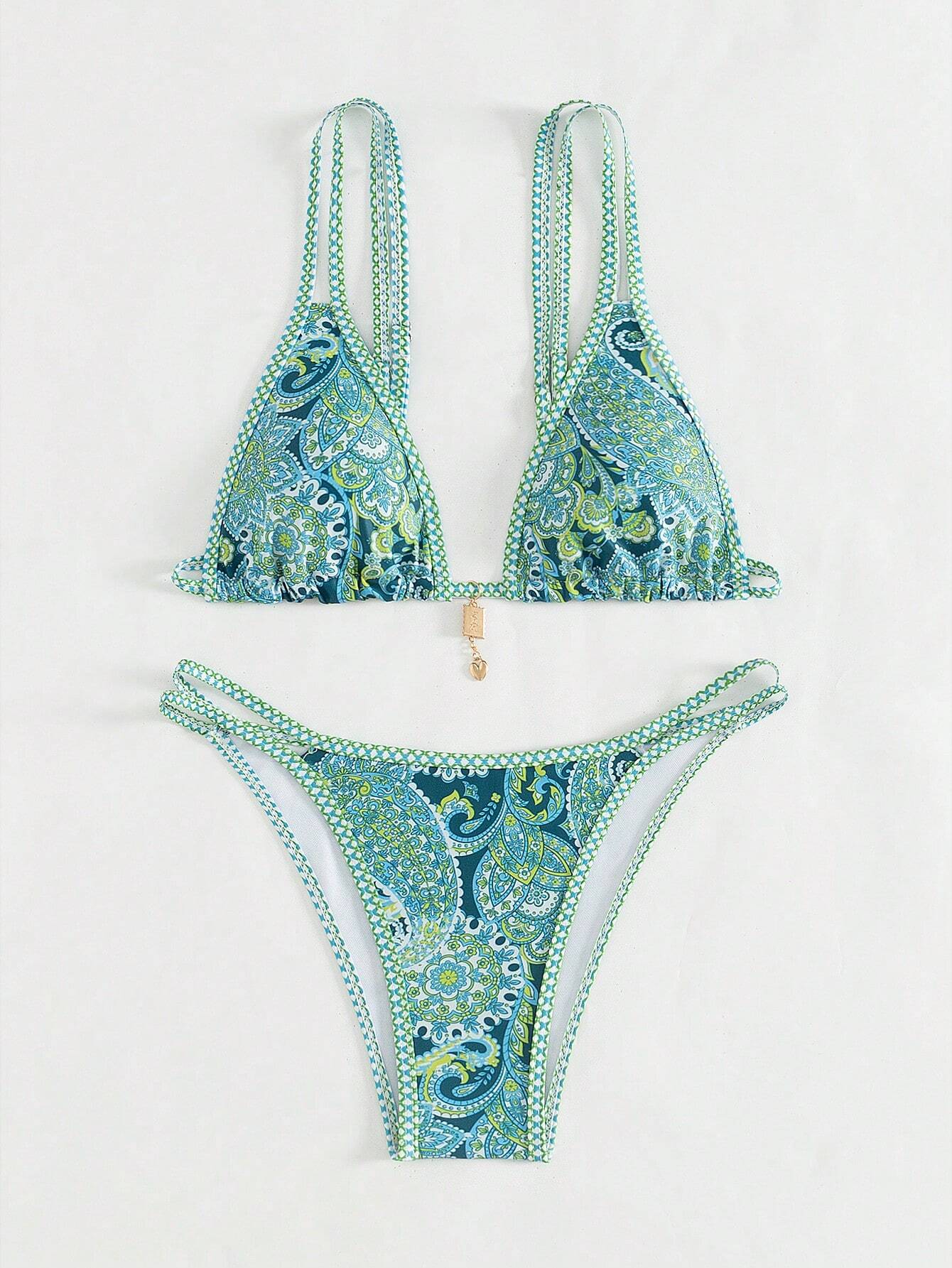 Swim Vcay Conjunto de bikini sexy de verano para playa con estampado floral para mujeres - Imagen 2