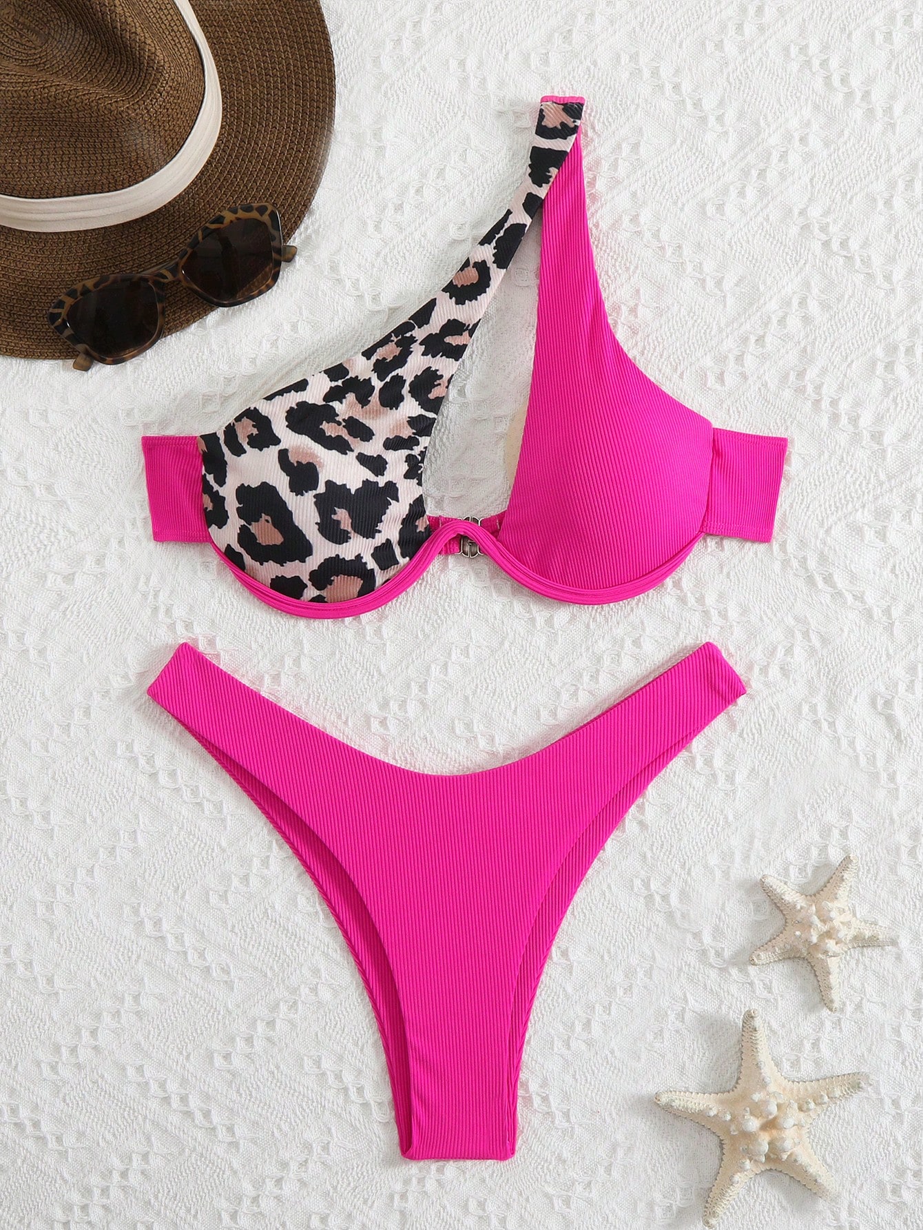 Swim Set de 2 piezas Bikini con relleno y diseño hueco estampado de leopardo - Imagen 1