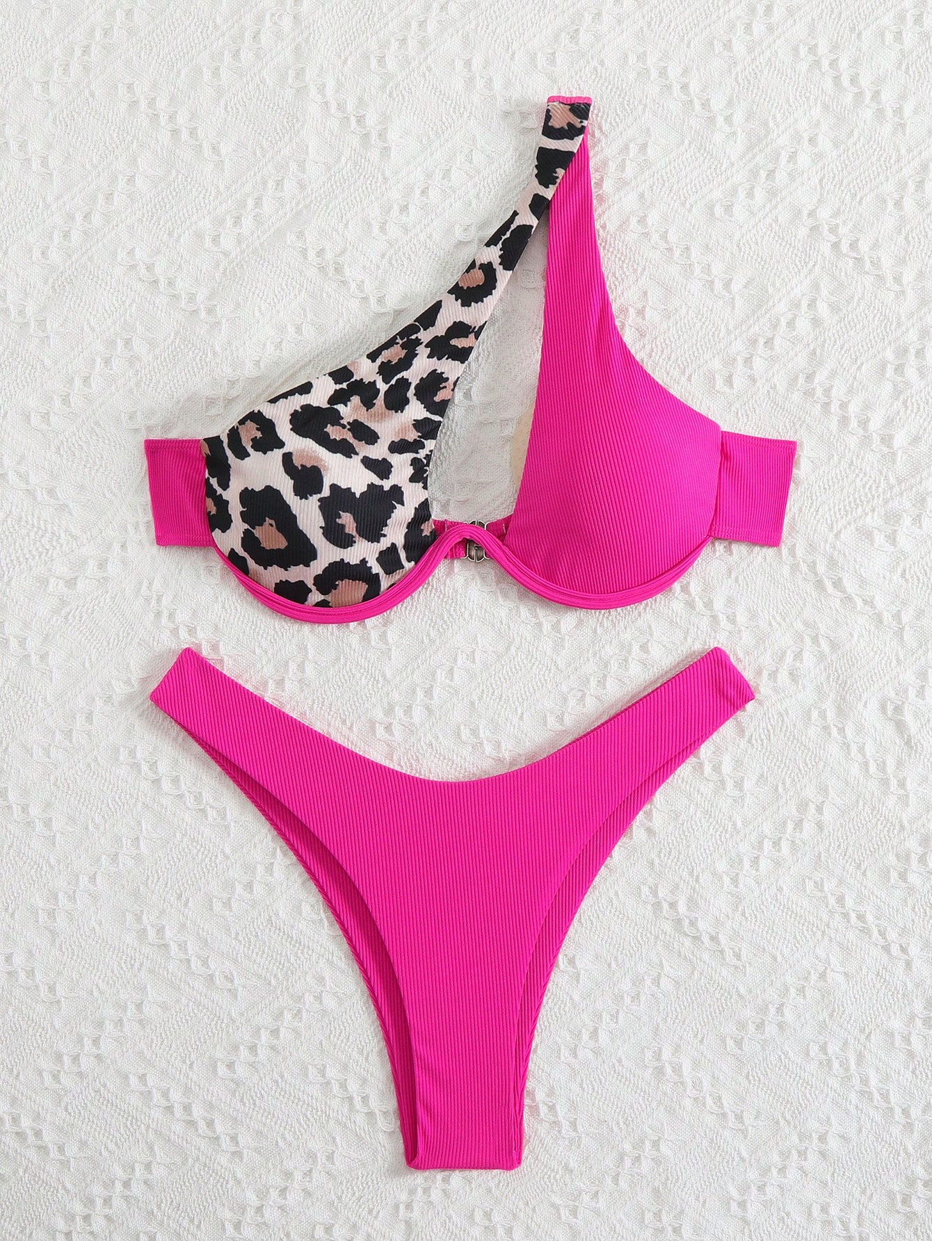 Swim Set de 2 piezas Bikini con relleno y diseño hueco estampado de leopardo - Imagen 3