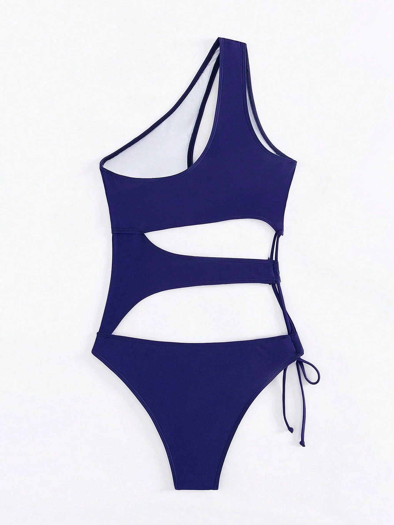 Traje de baño de una sola pieza de unicolor, diseño sexy de un hombro hueco, adecuado para vacaciones en la playa - Imagen 6