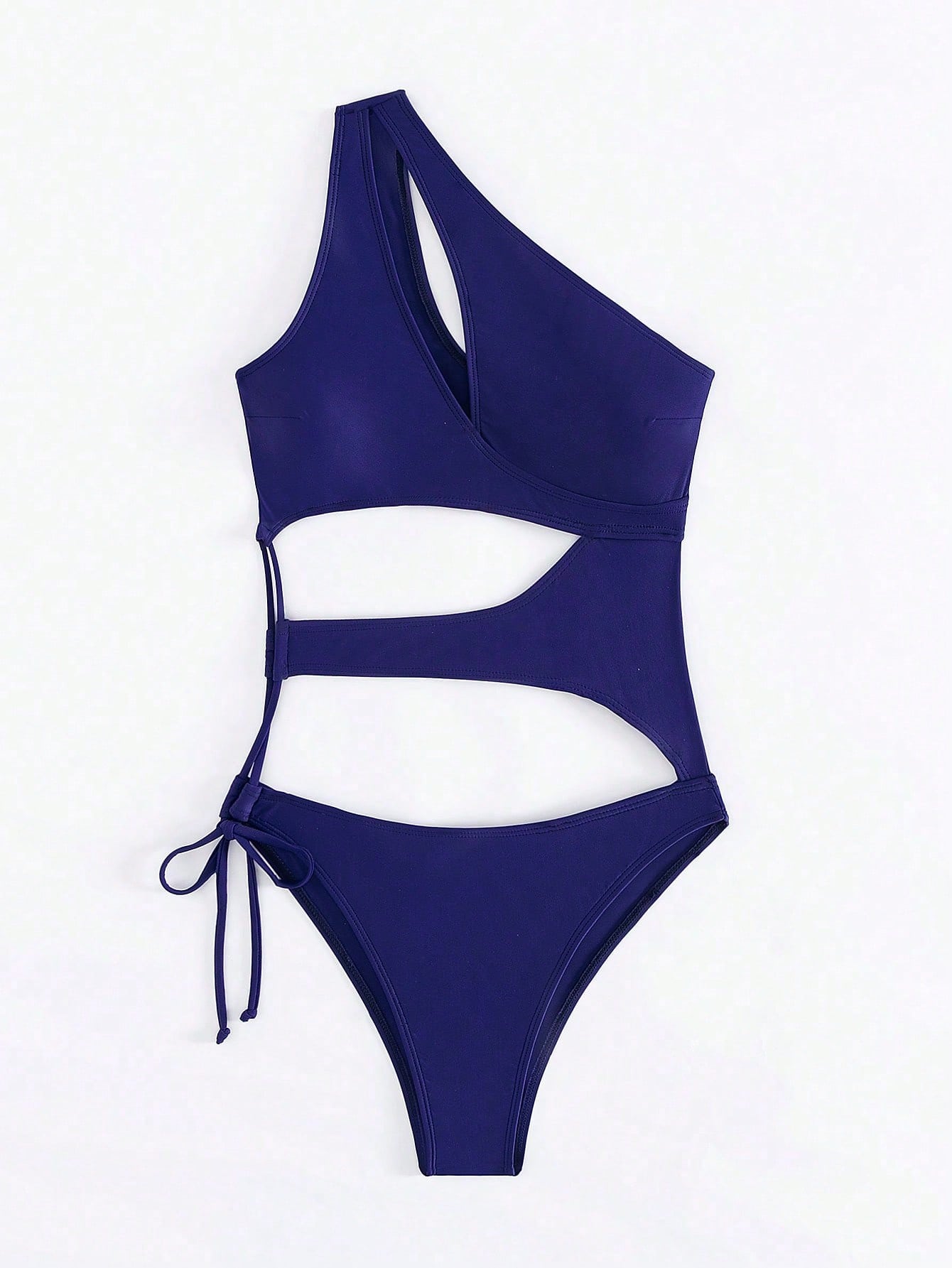 Traje de baño de una sola pieza de unicolor, diseño sexy de un hombro hueco, adecuado para vacaciones en la playa - Imagen 5