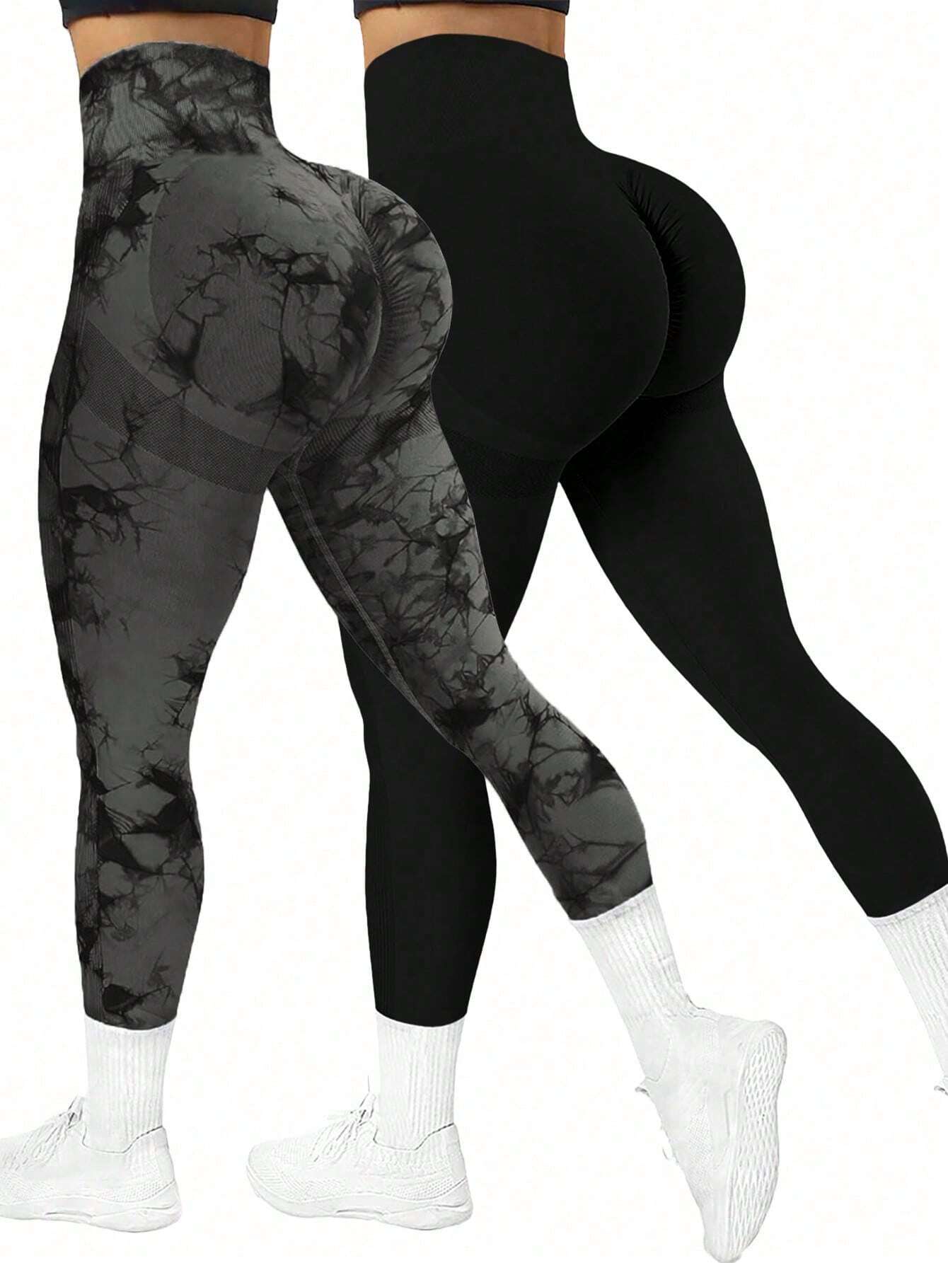 Yoga Basic Leggings de yoga moldeadores sin costuras de cintura alta para mujer (2pcs) - Imagen 1