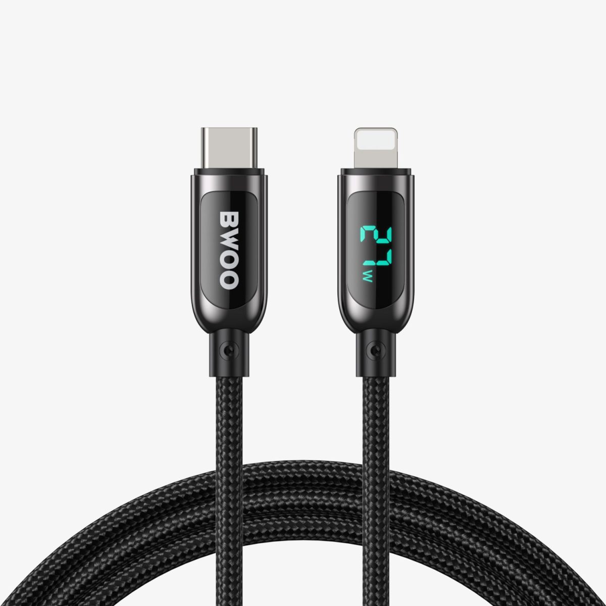 BWOO Cable Nylon Trenzado 27W Tipo‑C a iPhone X276 - Imagen 1