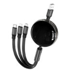 Hoco - Cable 3 en 1 Retráctil X78 Easy Pull – 1m, Carga 2A