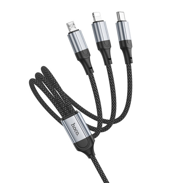 Hoco - Cable 3 en 1 X102 Fresh – iPhone, Micro USB y Type-C, Carga 2.4A