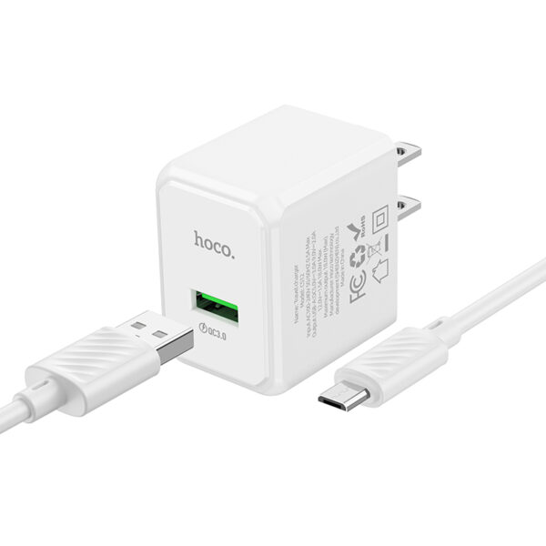Hoco – Set de Cargador Rápido CS12 Ocean ⚡ QC 3.0 USB-A 18W + Cable Micro USB
